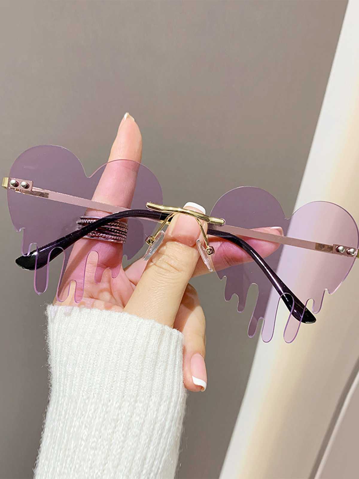Rahmenlose Tropfen Herz Tränen Sonnenbrille - Image 3