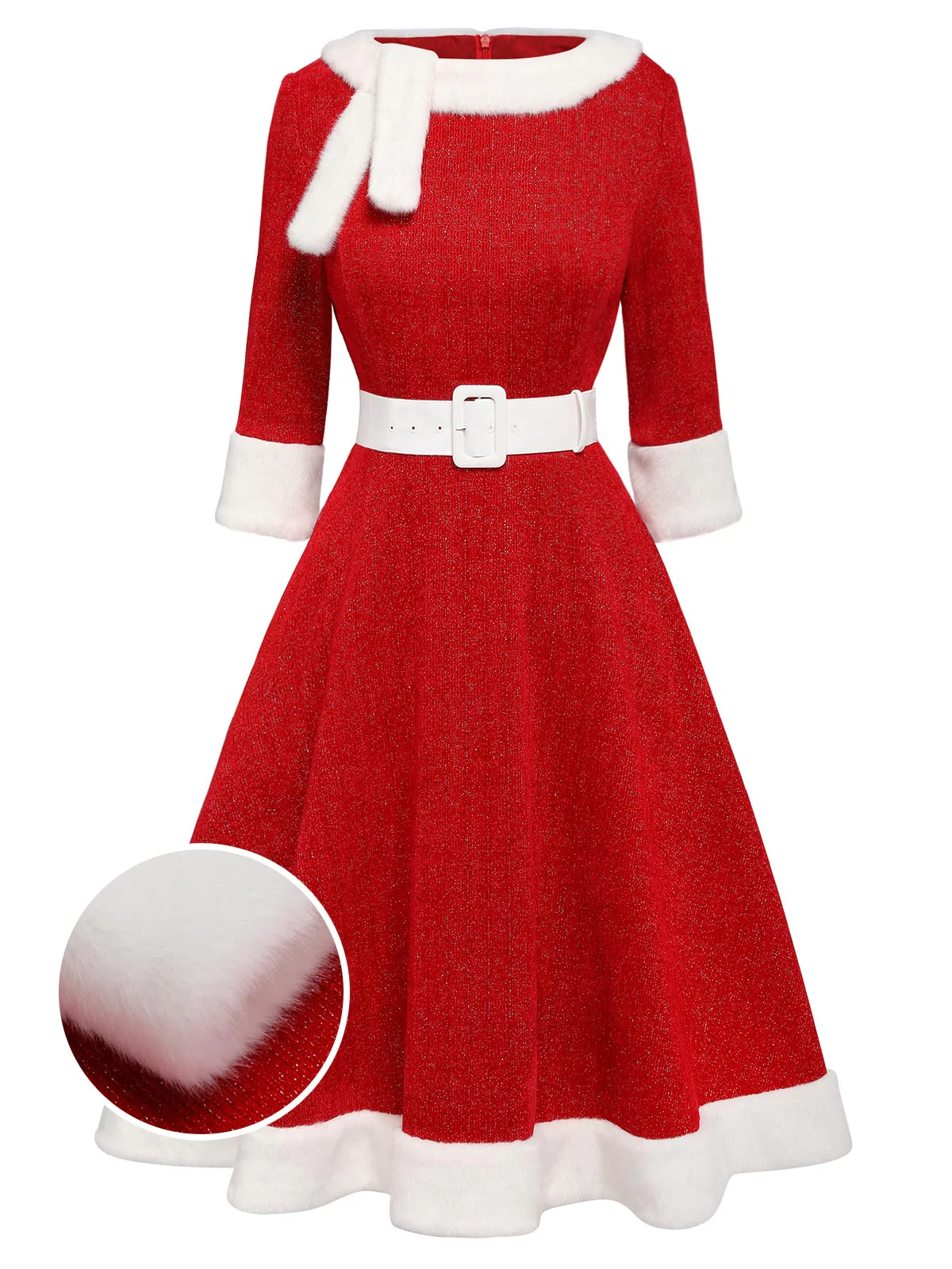1950ER ROTES PLÜSCH KLEID