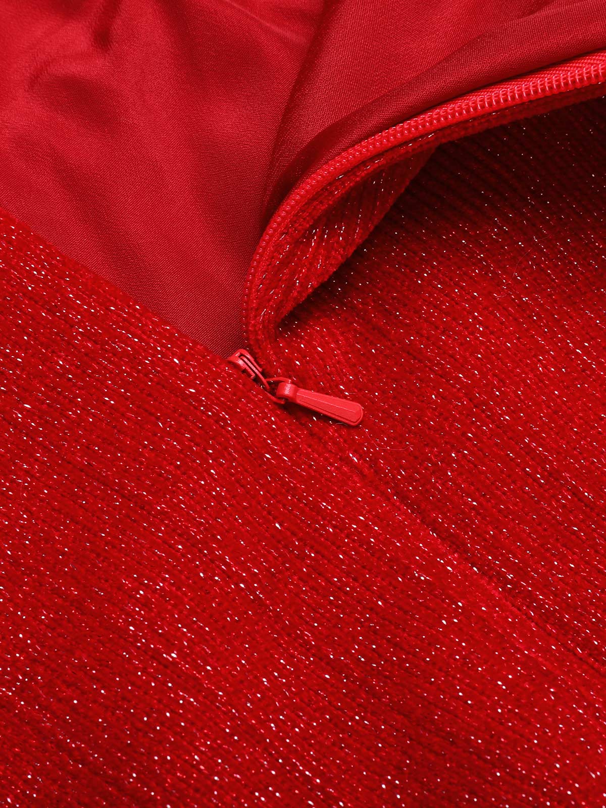 1950ER ROTES PLÜSCH KLEID - Image 7