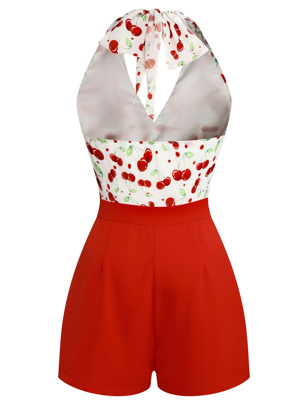 Rot 1950er Kirsche V-Ausschnitt Halter Schnürschuh Romper - Image 7
