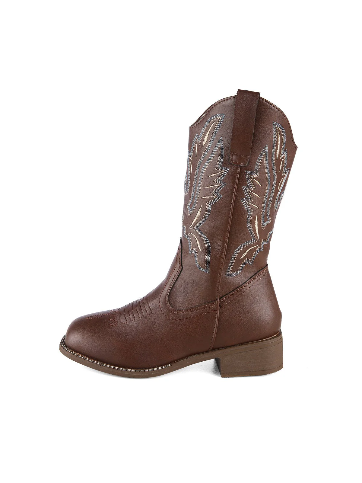 Retro Bestickt Leder Kalb Cowboy Stiefel - Image 11
