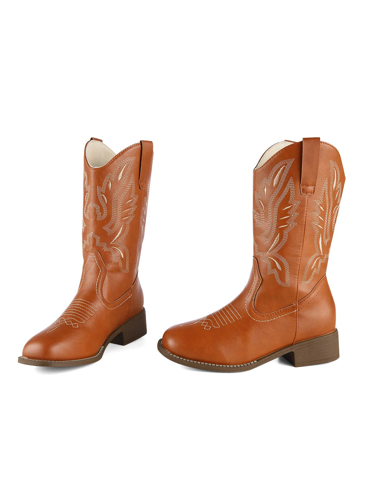 Retro Bestickt Leder Kalb Cowboy Stiefel - Image 2