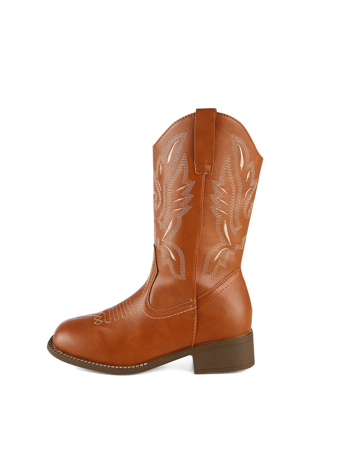 Retro Bestickt Leder Kalb Cowboy Stiefel - Image 4