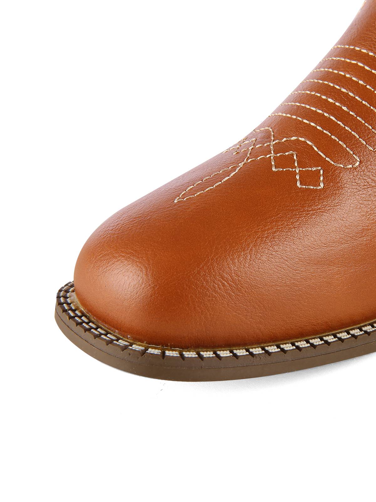 Retro Bestickt Leder Kalb Cowboy Stiefel - Image 7