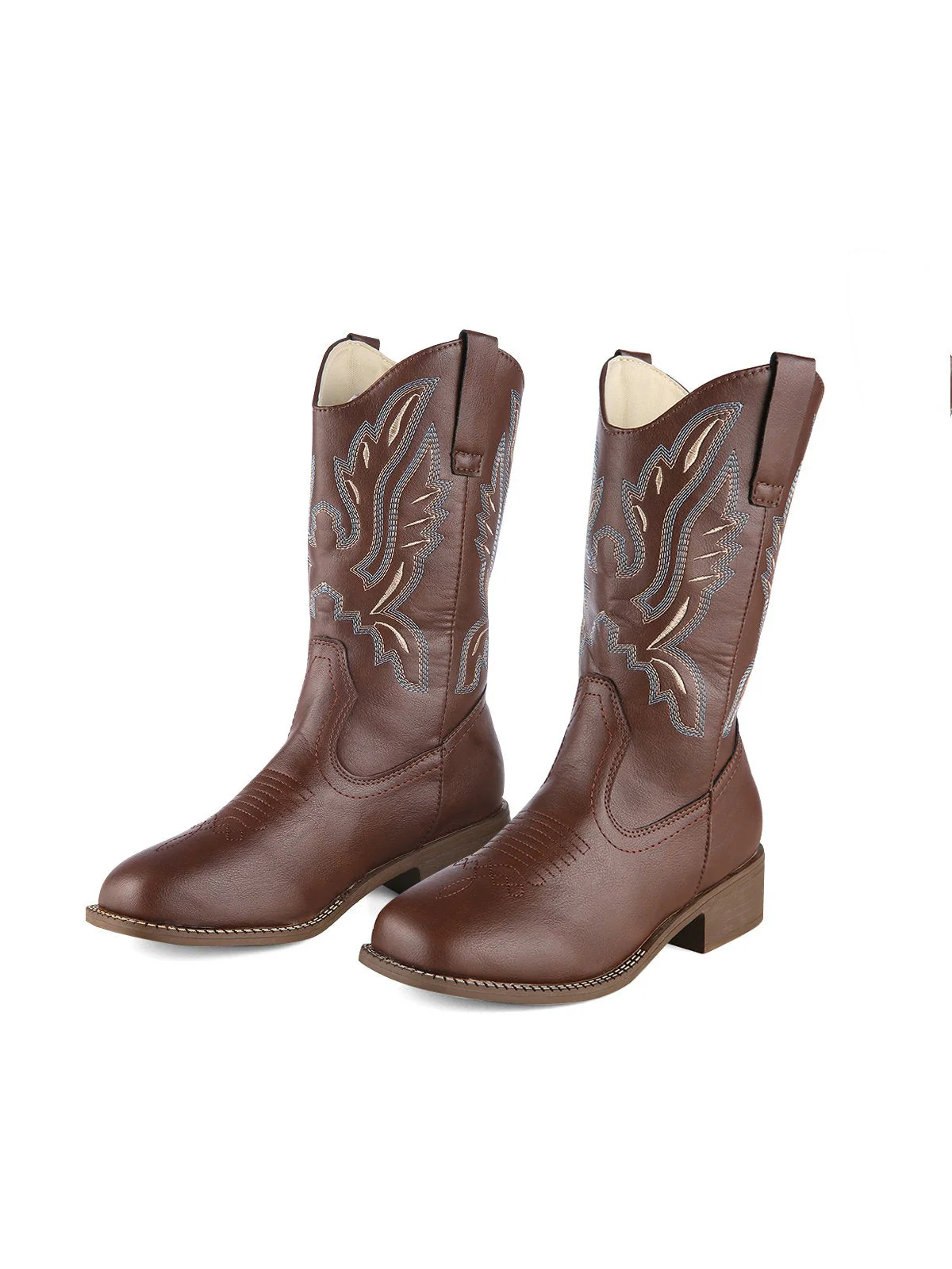 Retro Bestickt Leder Kalb Cowboy Stiefel - Image 8