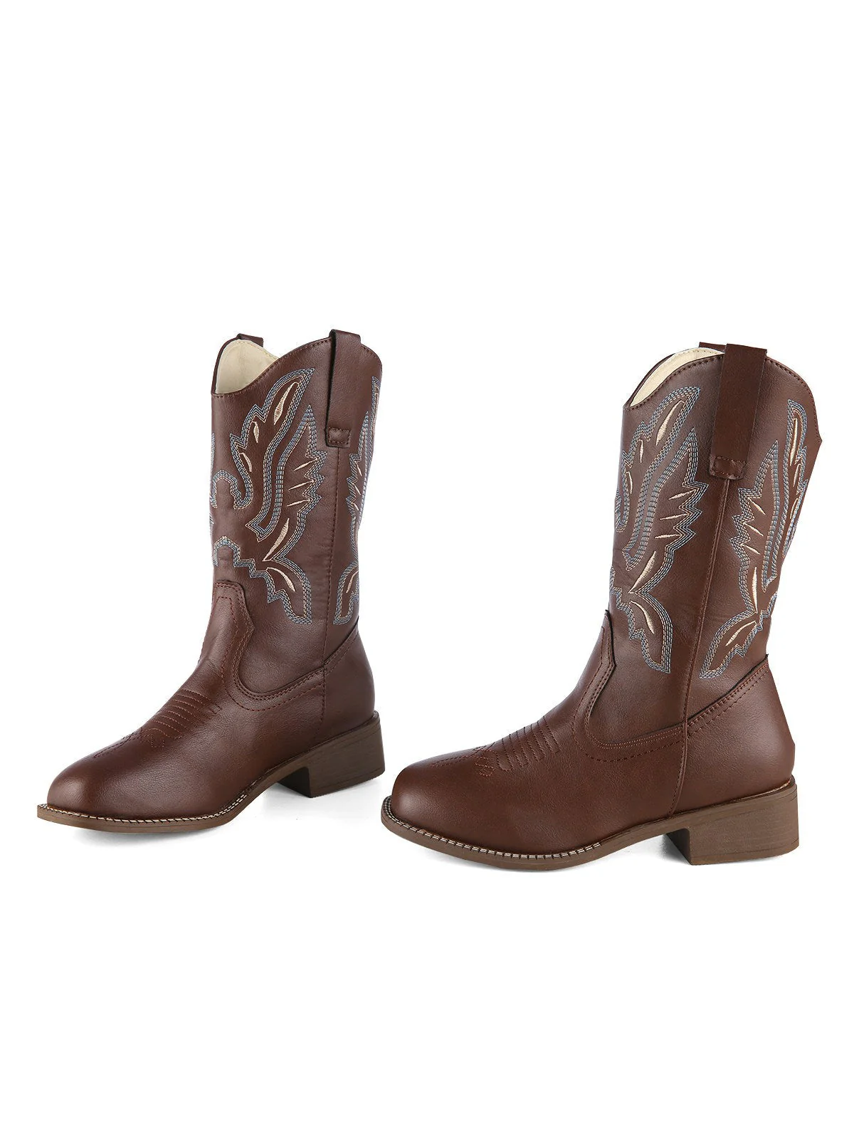 Retro Bestickt Leder Kalb Cowboy Stiefel - Image 9