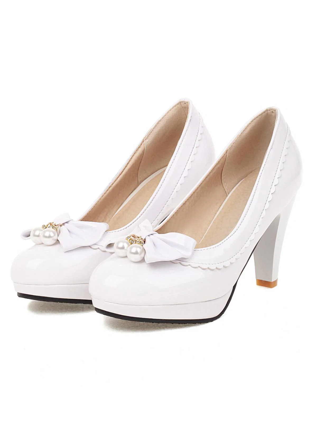 RETRO BOGEN-PERLEN-HOHE ABSÄTZE SCHUHE - Image 4