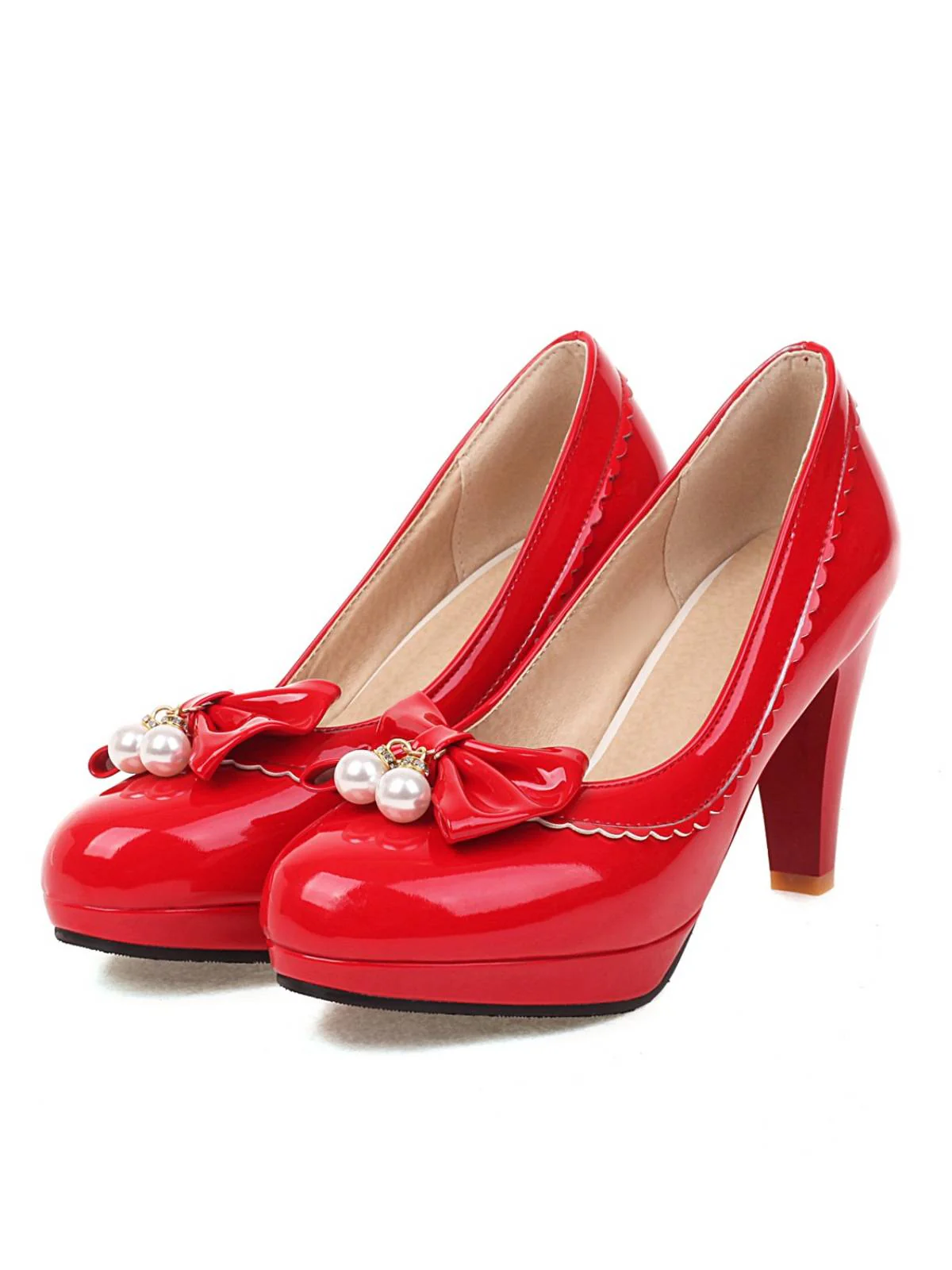 RETRO BOGEN-PERLEN-HOHE ABSÄTZE SCHUHE - Image 3