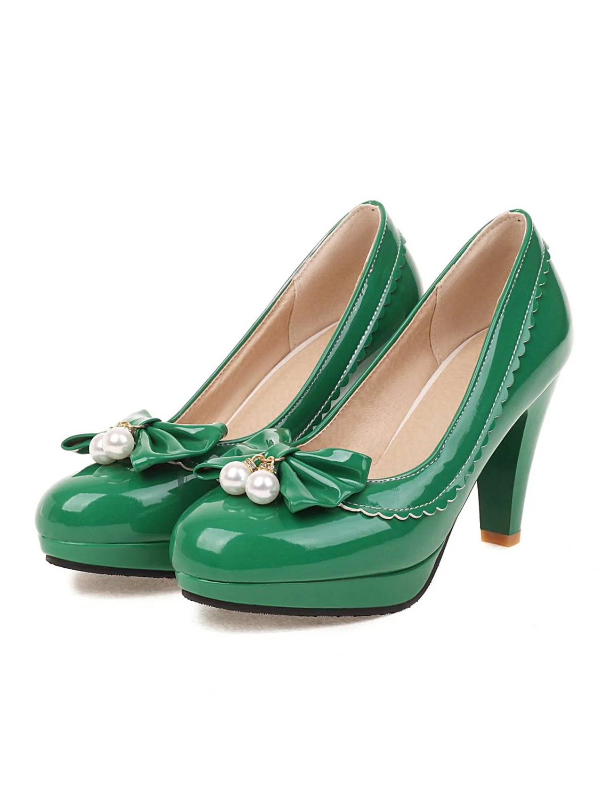 RETRO BOGEN-PERLEN-HOHE ABSÄTZE SCHUHE - Image 4