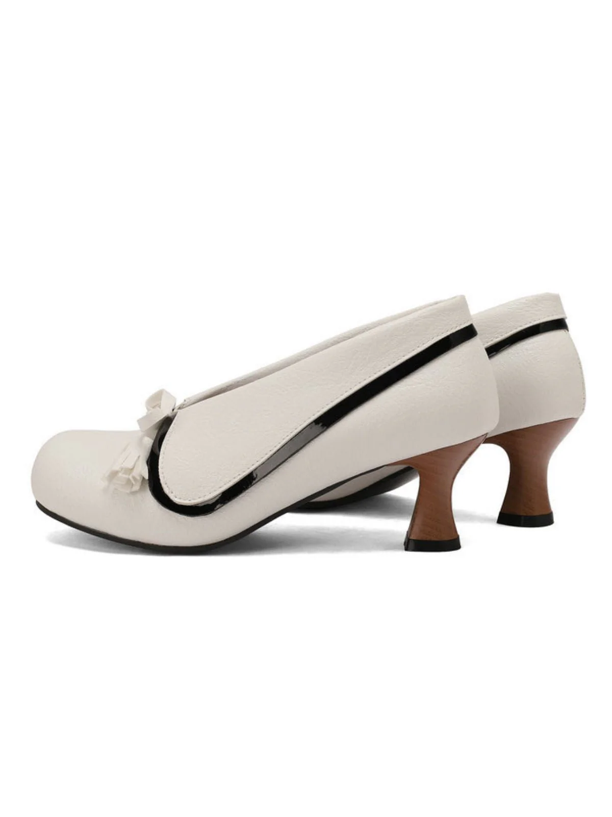 Retro Bogen PU Rundspitze Blockabsatz Schuhe - Image 13