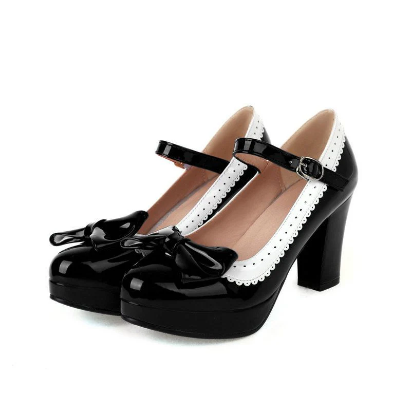 RETRO BOWKNOT HIGH HEELS SCHUHE - Image 3