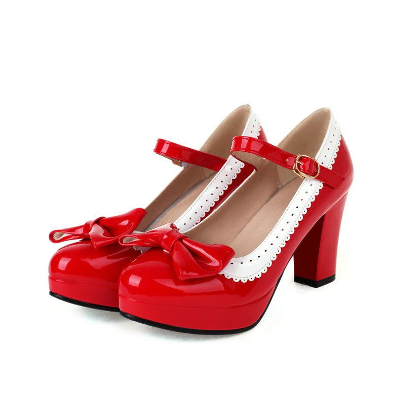RETRO BOWKNOT HIGH HEELS SCHUHE - Image 4