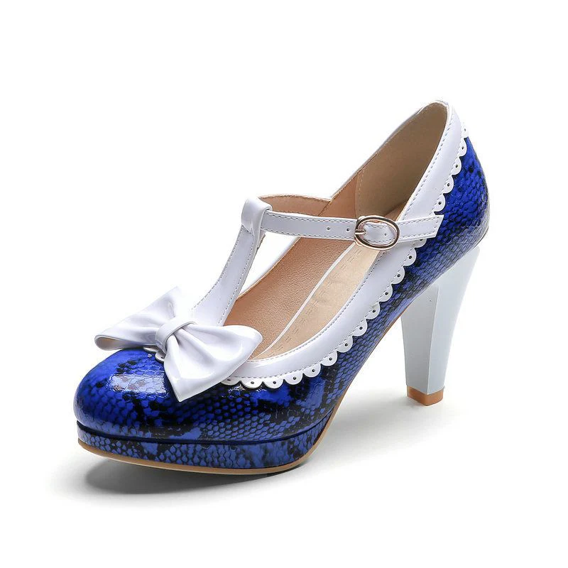 Rot RETRO BOWKNOT HIGH HEELS SCHUHE - Image 3