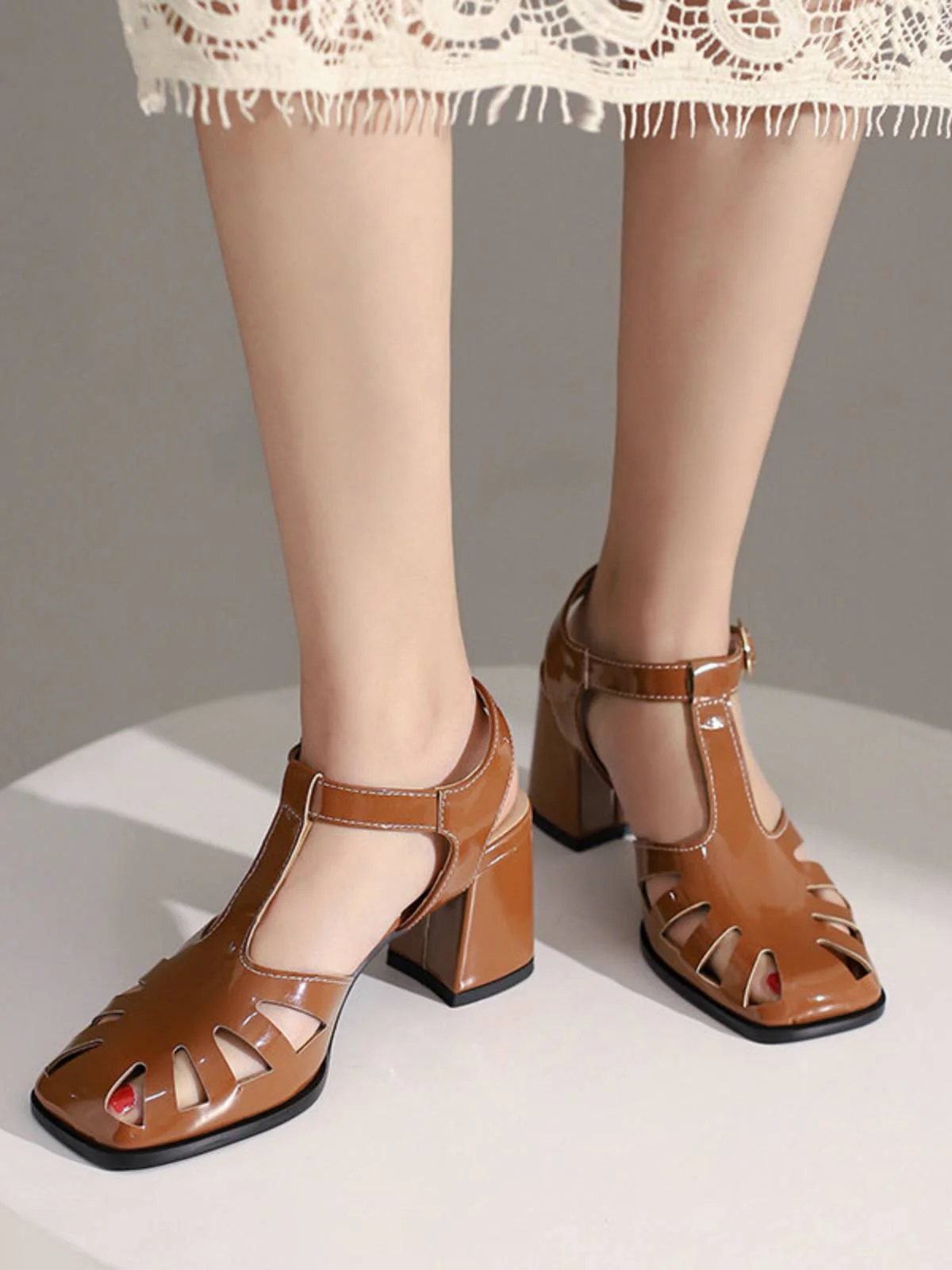 RETRO CUTOUT SANDALEN HIGH HEEL SCHUHE - Image 16