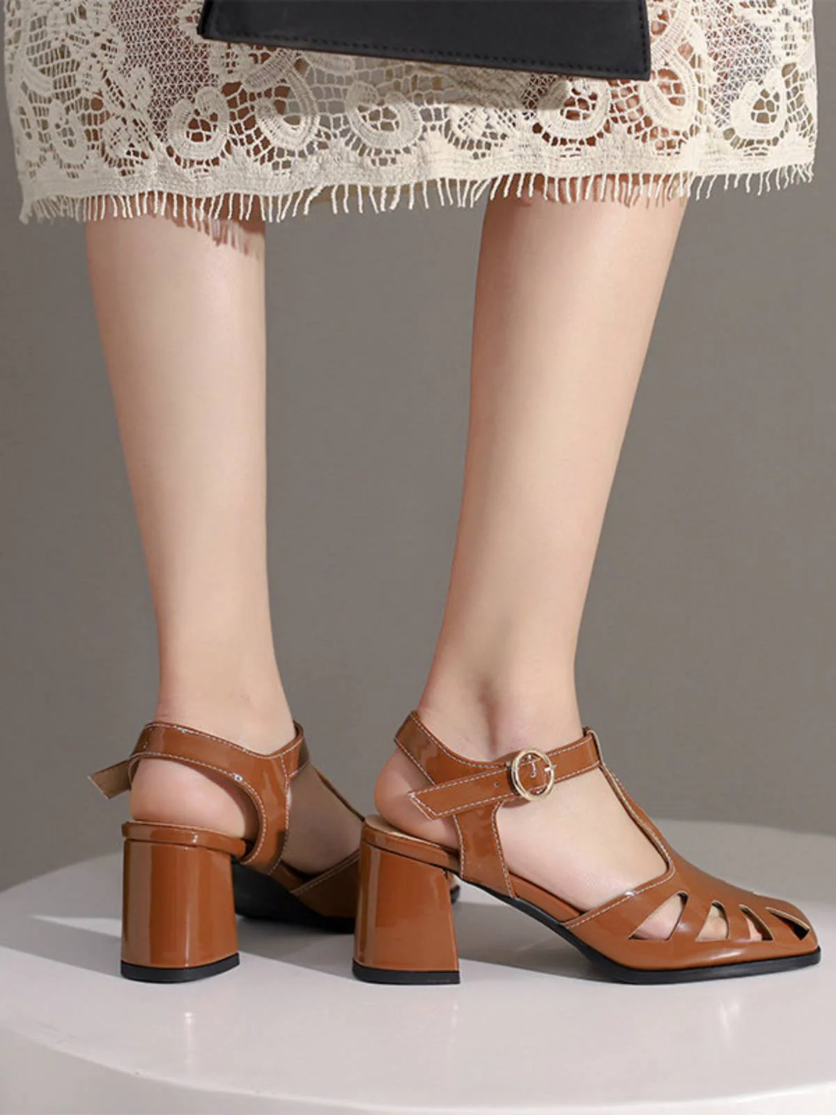 RETRO CUTOUT SANDALEN HIGH HEEL SCHUHE - Image 17