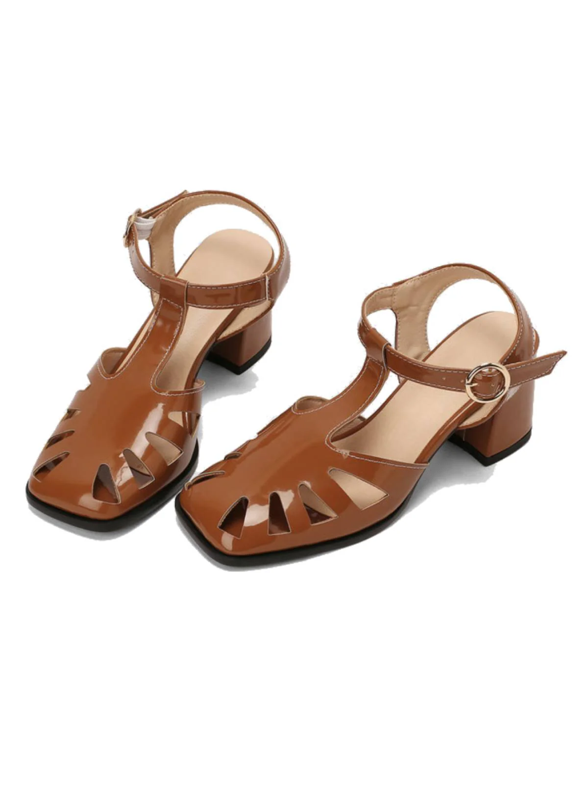RETRO CUTOUT SANDALEN HIGH HEEL SCHUHE - Image 4
