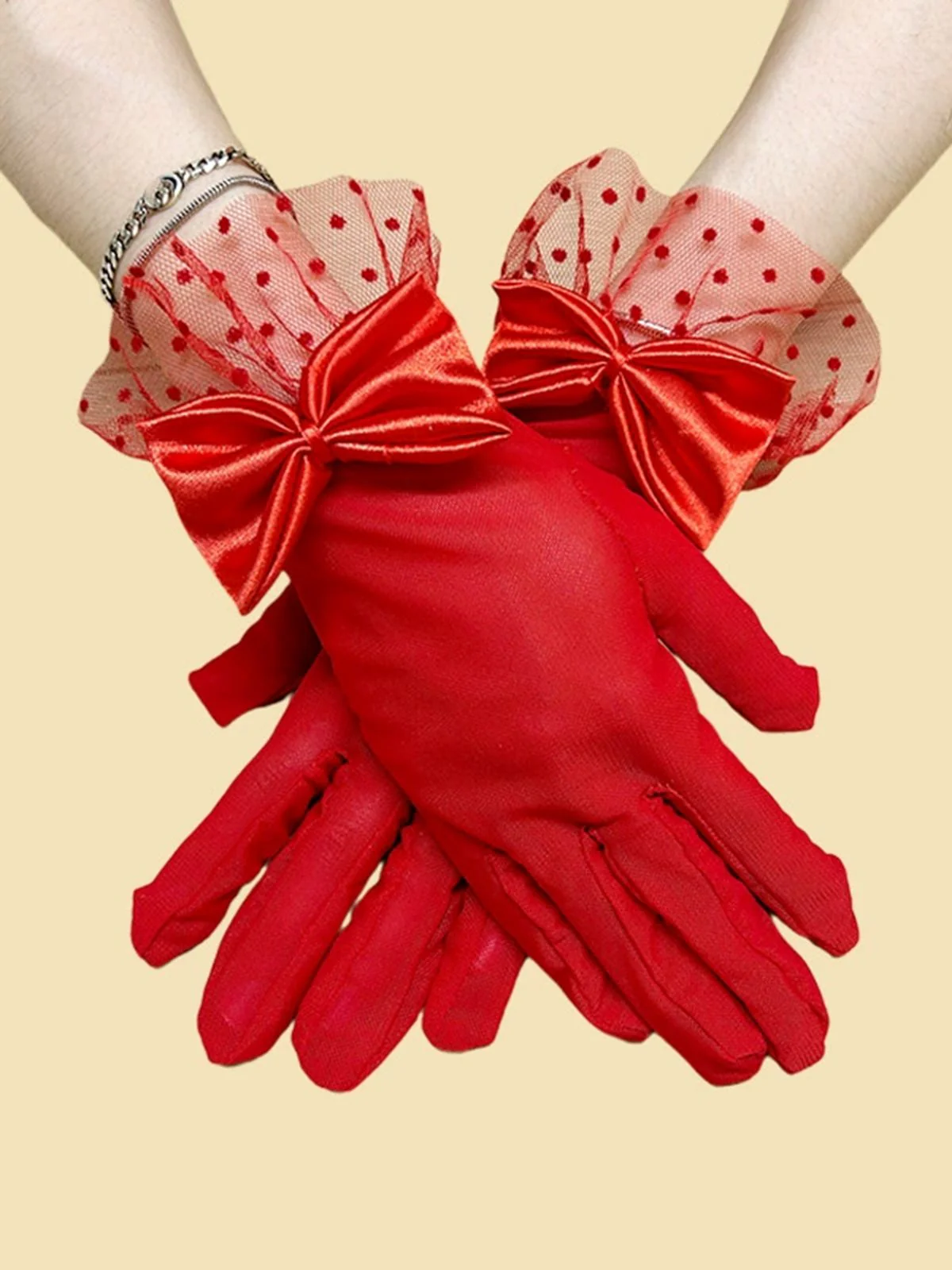Retro Dots Netz Bogen Transparente Handschuhe - Image 3