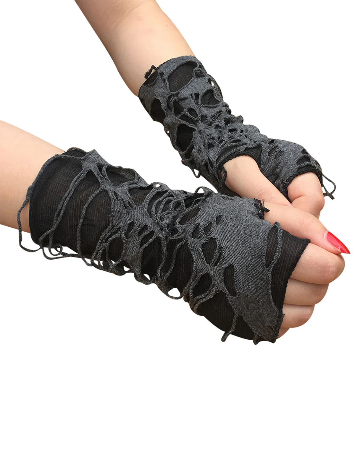 Retro Halloween Ripped Punk Handschuhe - Image 2