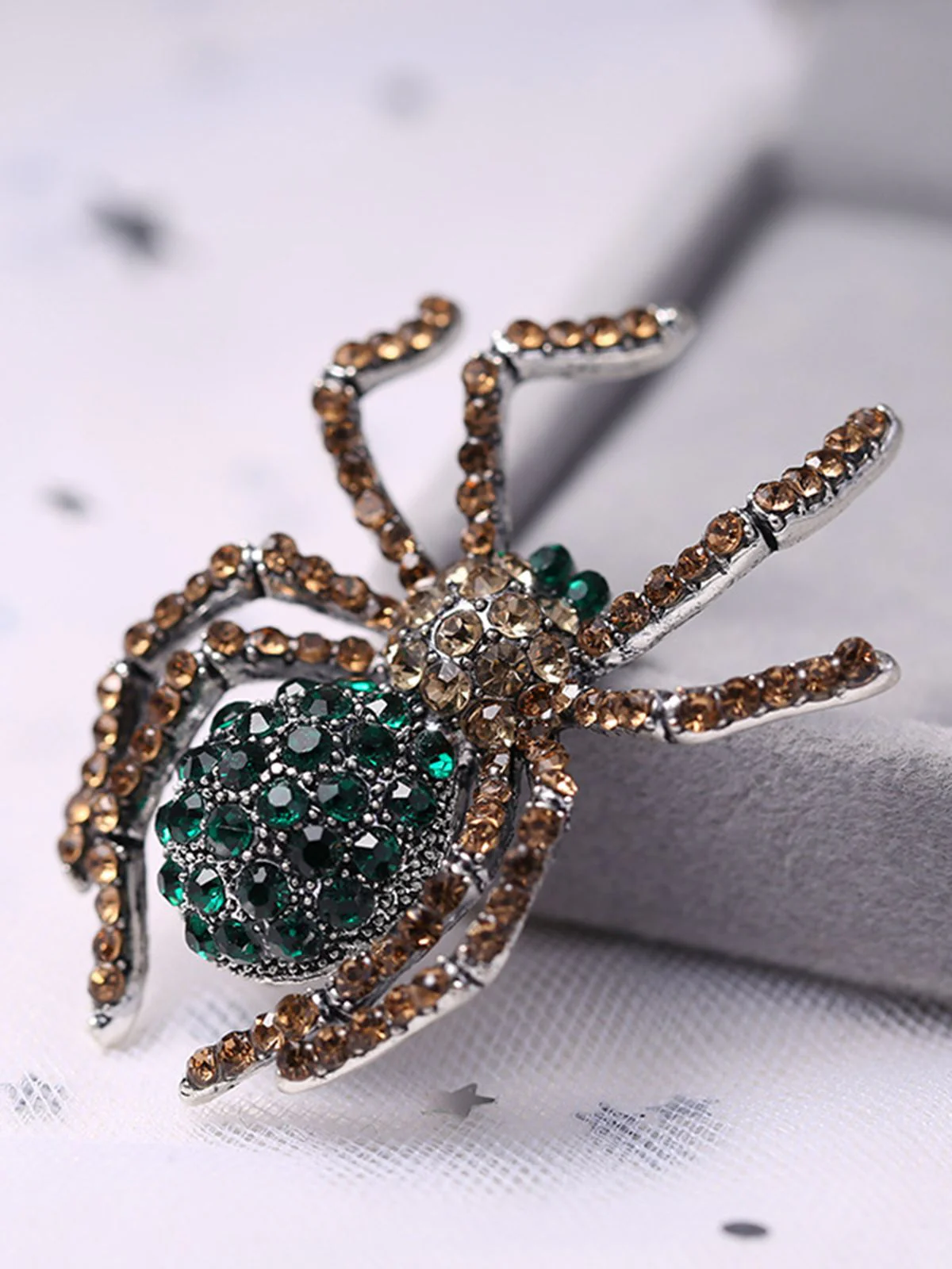Retro Halloween Spinne Strass Brosche - Image 3