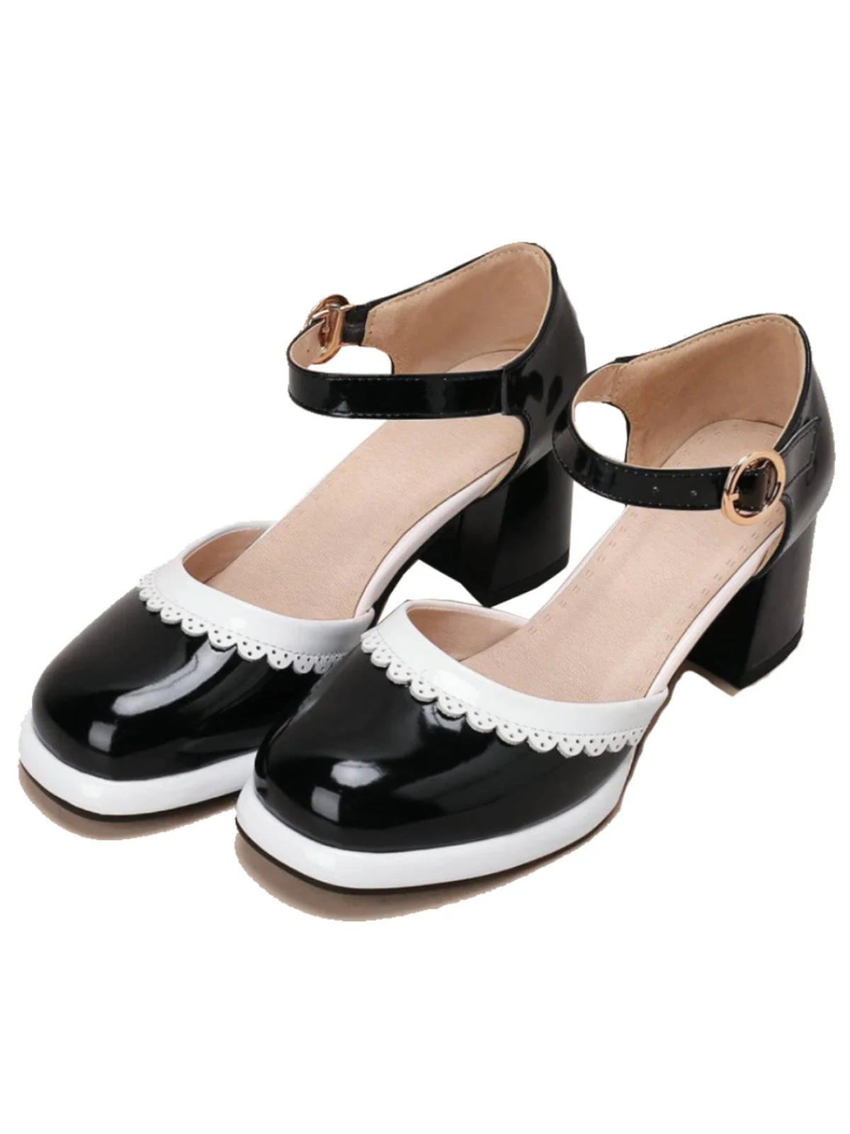 Marineblau RETRO KNÖCHELRIEMEN HIGH HEELS SCHUHE - Image 5