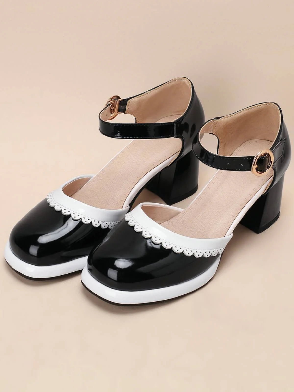 Marineblau RETRO KNÖCHELRIEMEN HIGH HEELS SCHUHE - Image 6