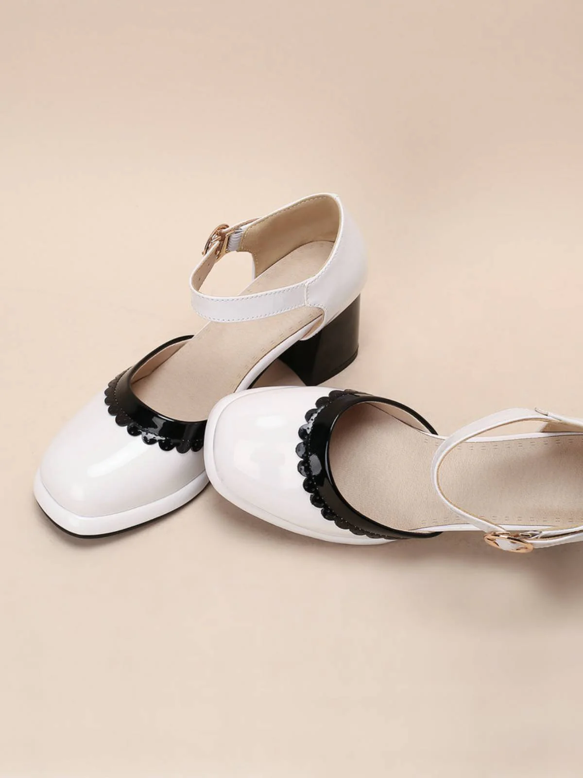 Weiß RETRO KNÖCHELRIEMEN HIGH HEELS SCHUHE - Image 3
