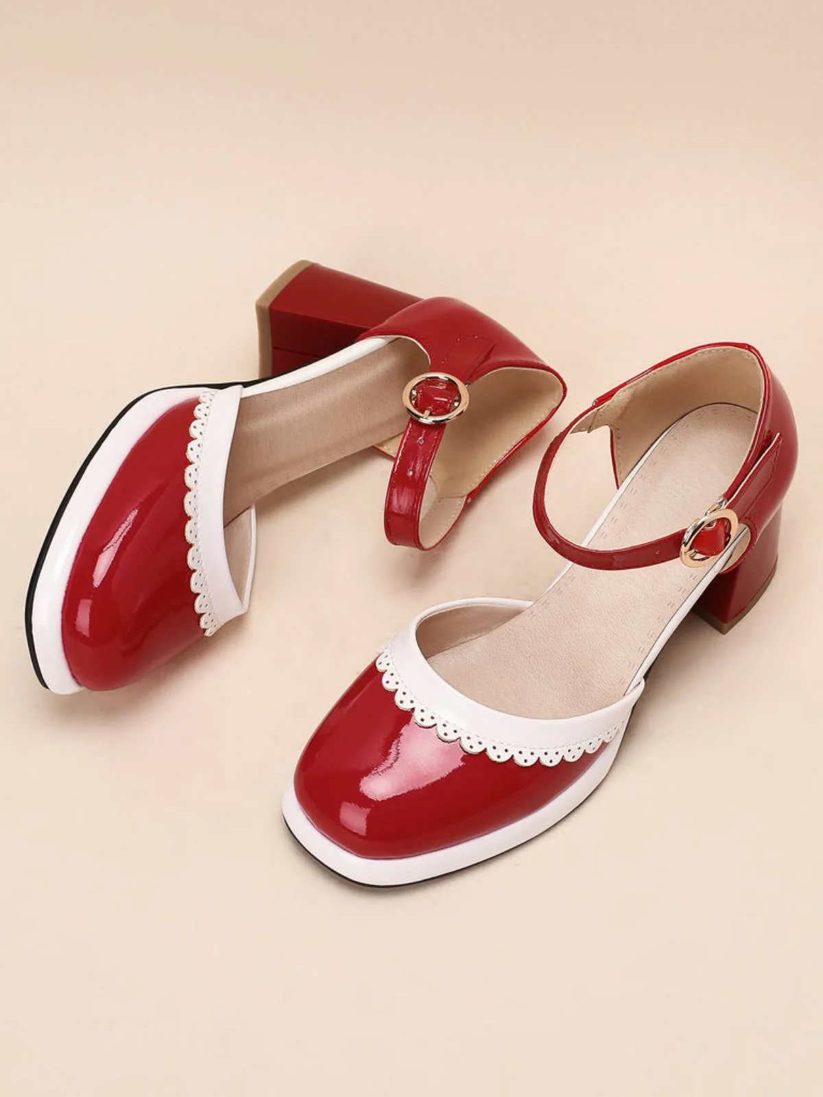 Weiß RETRO KNÖCHELRIEMEN HIGH HEELS SCHUHE - Image 9