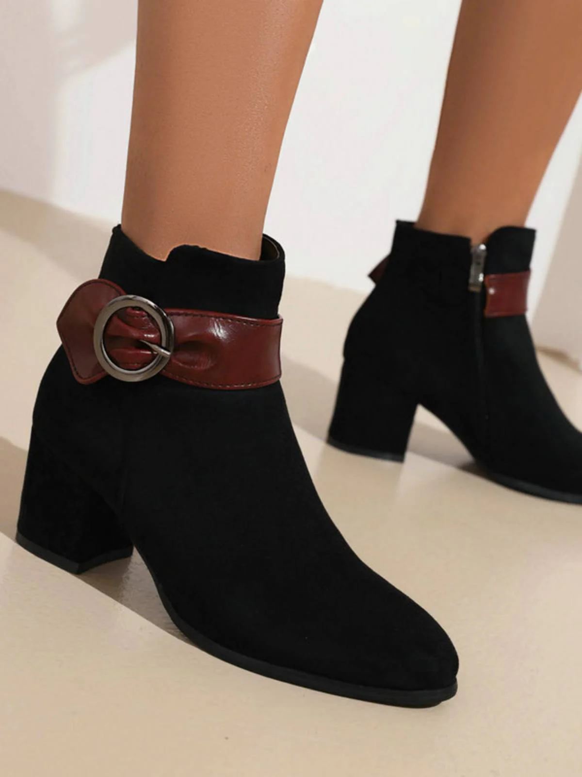 Schwarz RETRO KURZE PLÜSCH-FESTE WARMSTIEFEL - Image 3