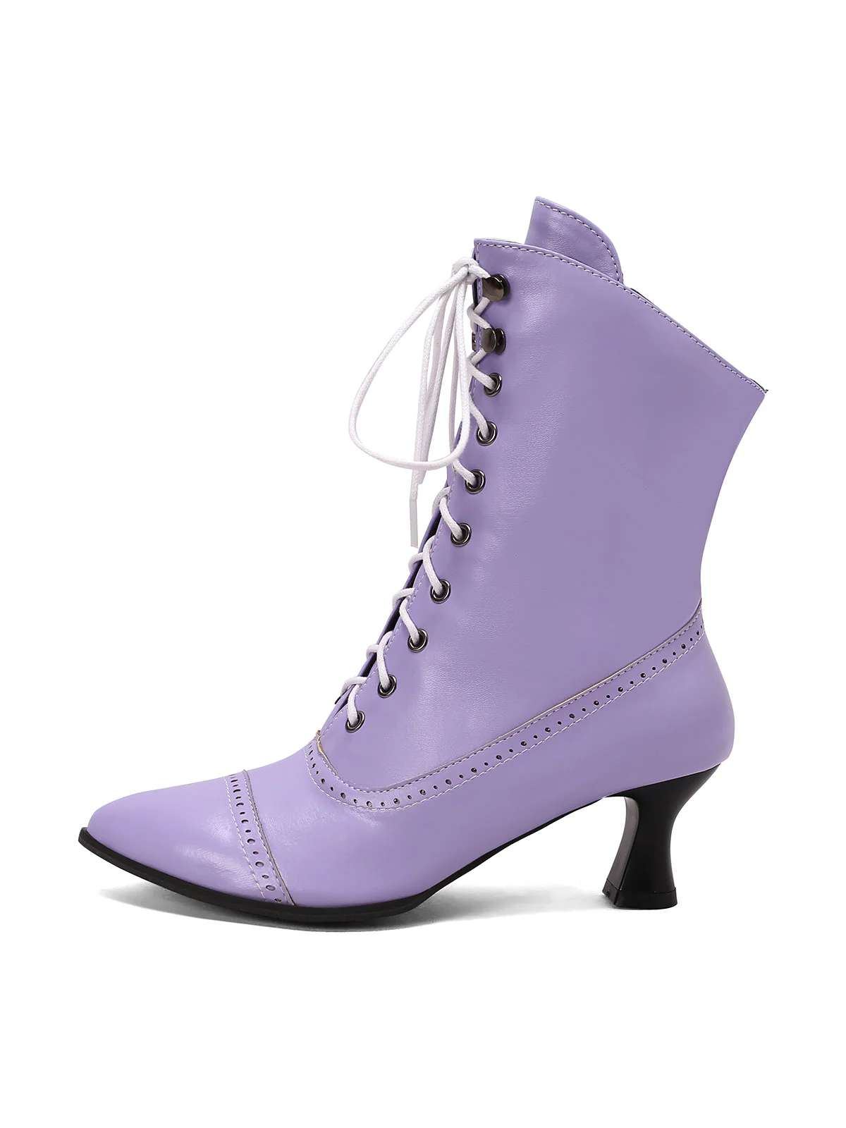 Retro Leder Hohem Absatz Stiefel - Image 14