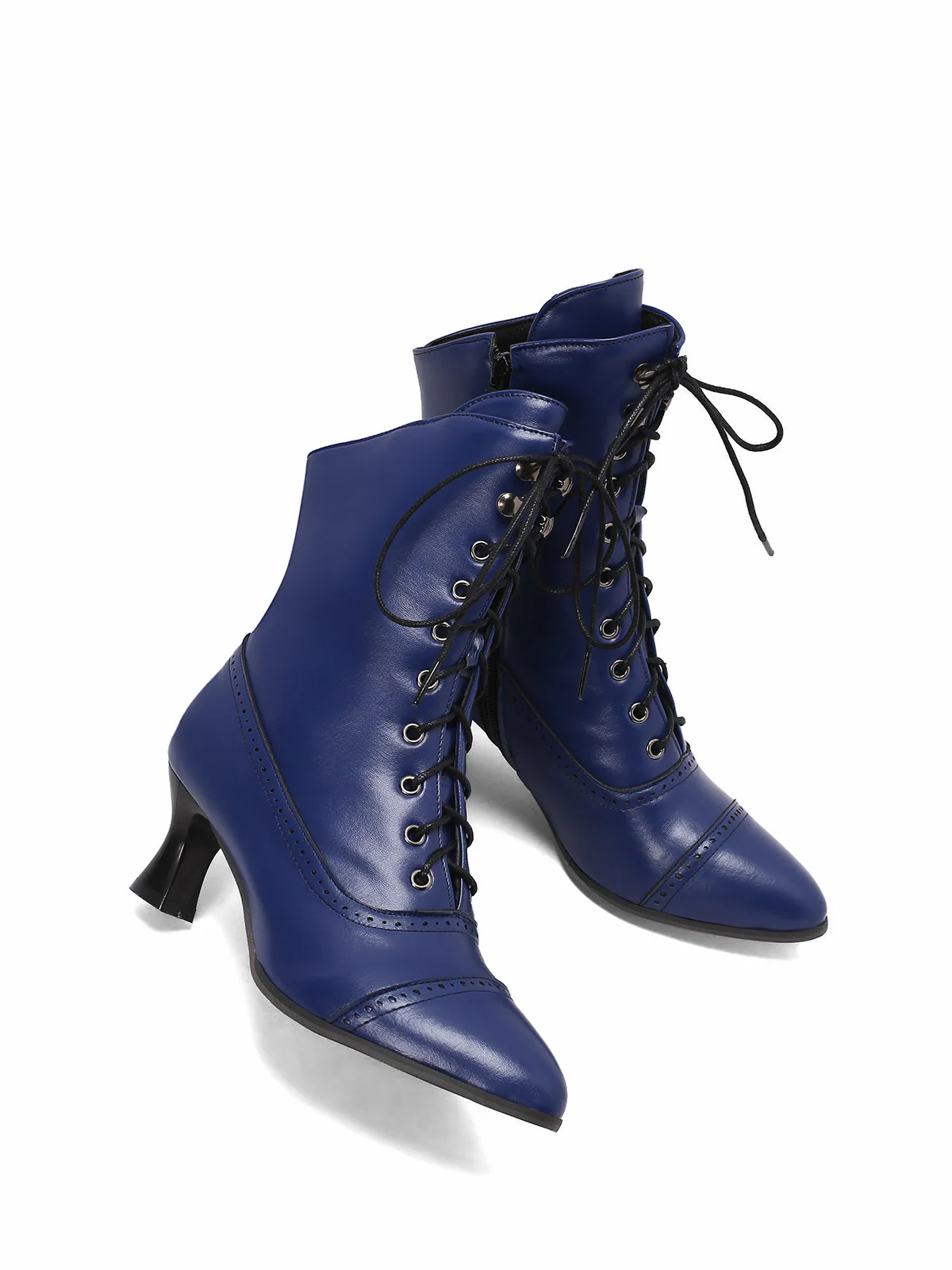 Retro Leder Hohem Absatz Stiefel - Image 15