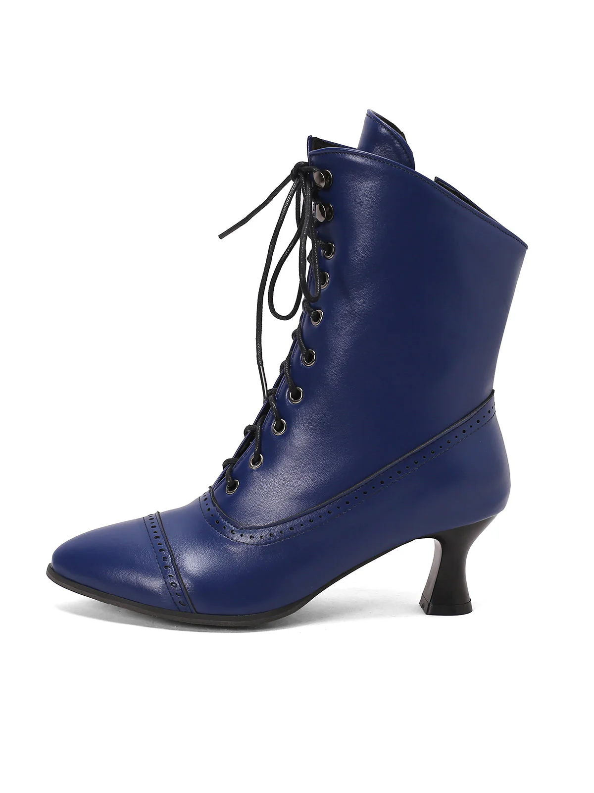Retro Leder Hohem Absatz Stiefel - Image 16