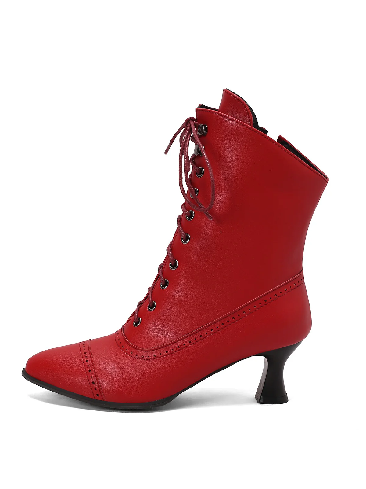 Retro Leder Hohem Absatz Stiefel - Image 19