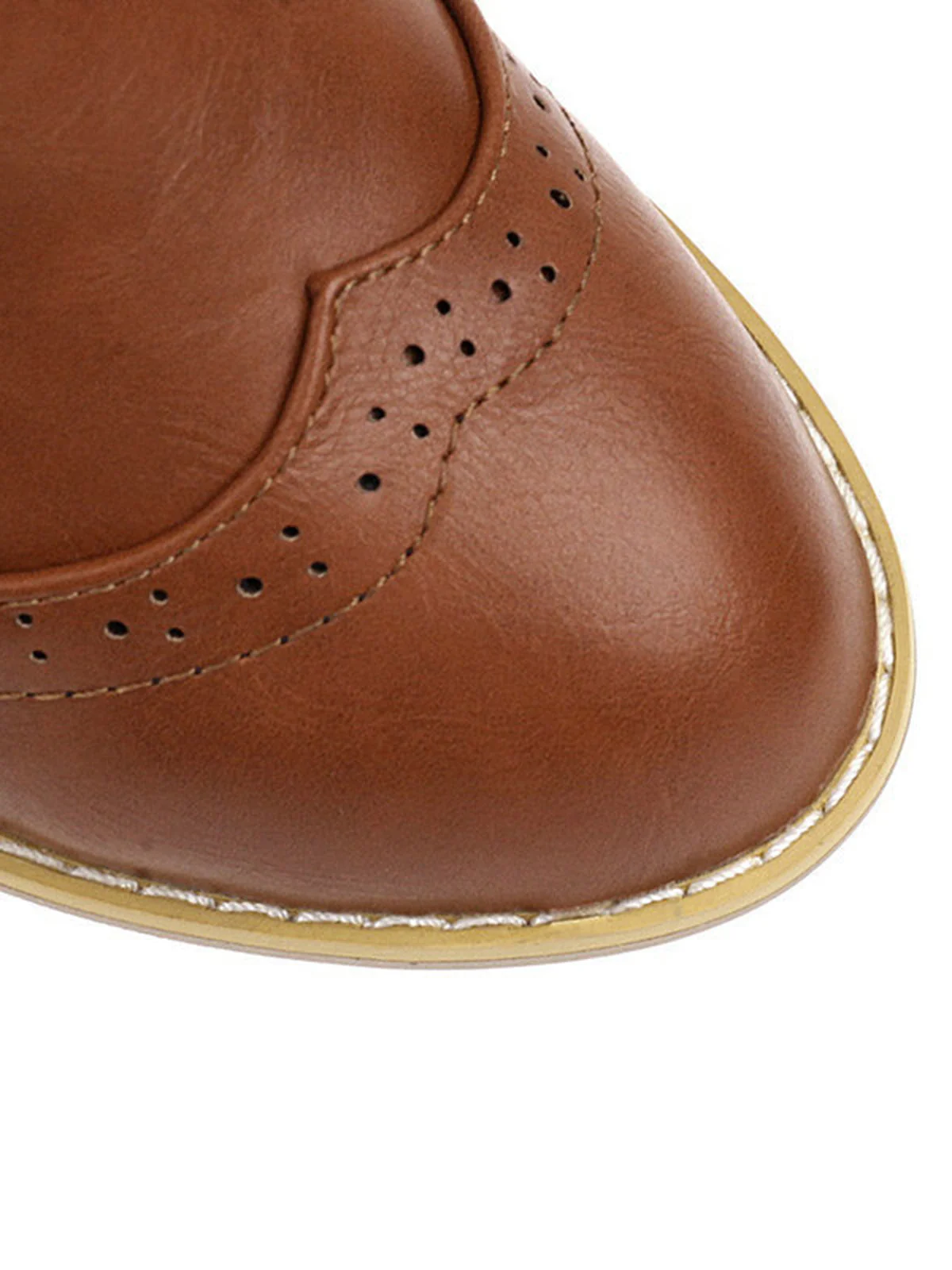 Retro Leder Medium Heel Schnürung Combat Kampfstiefel - Image 7