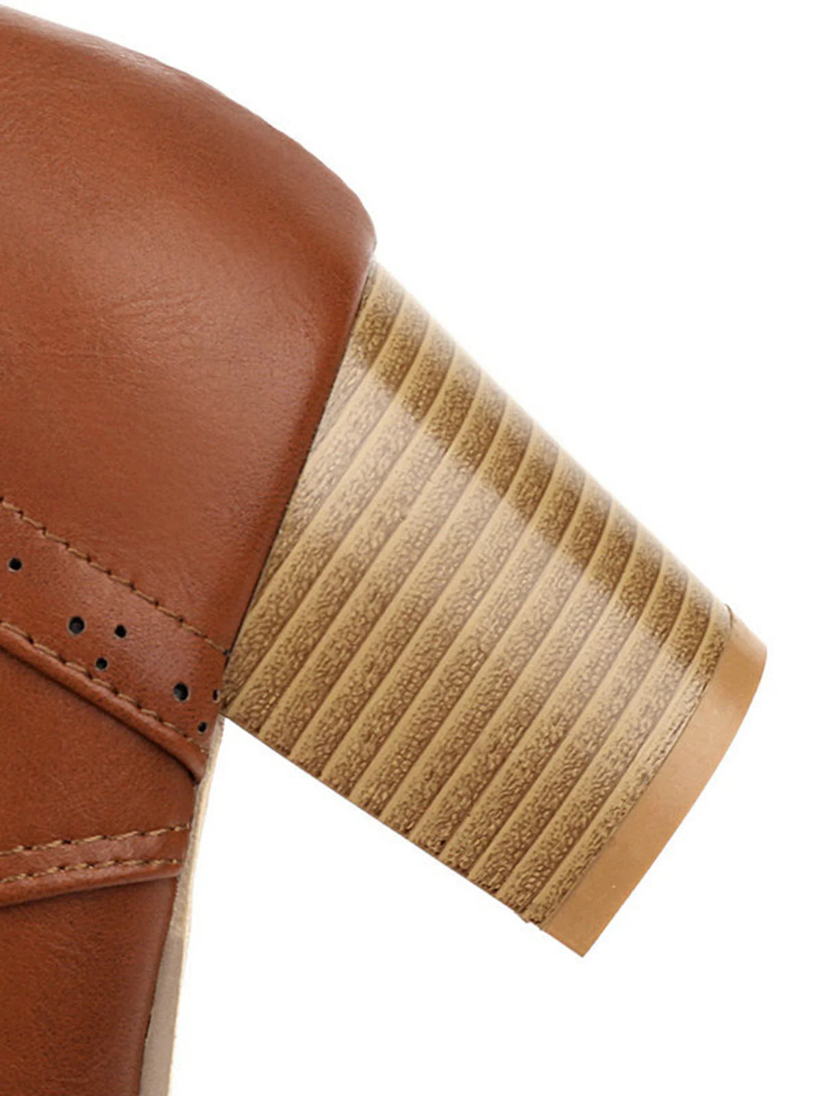 Retro Leder Medium Heel Schnürung Combat Kampfstiefel - Image 8