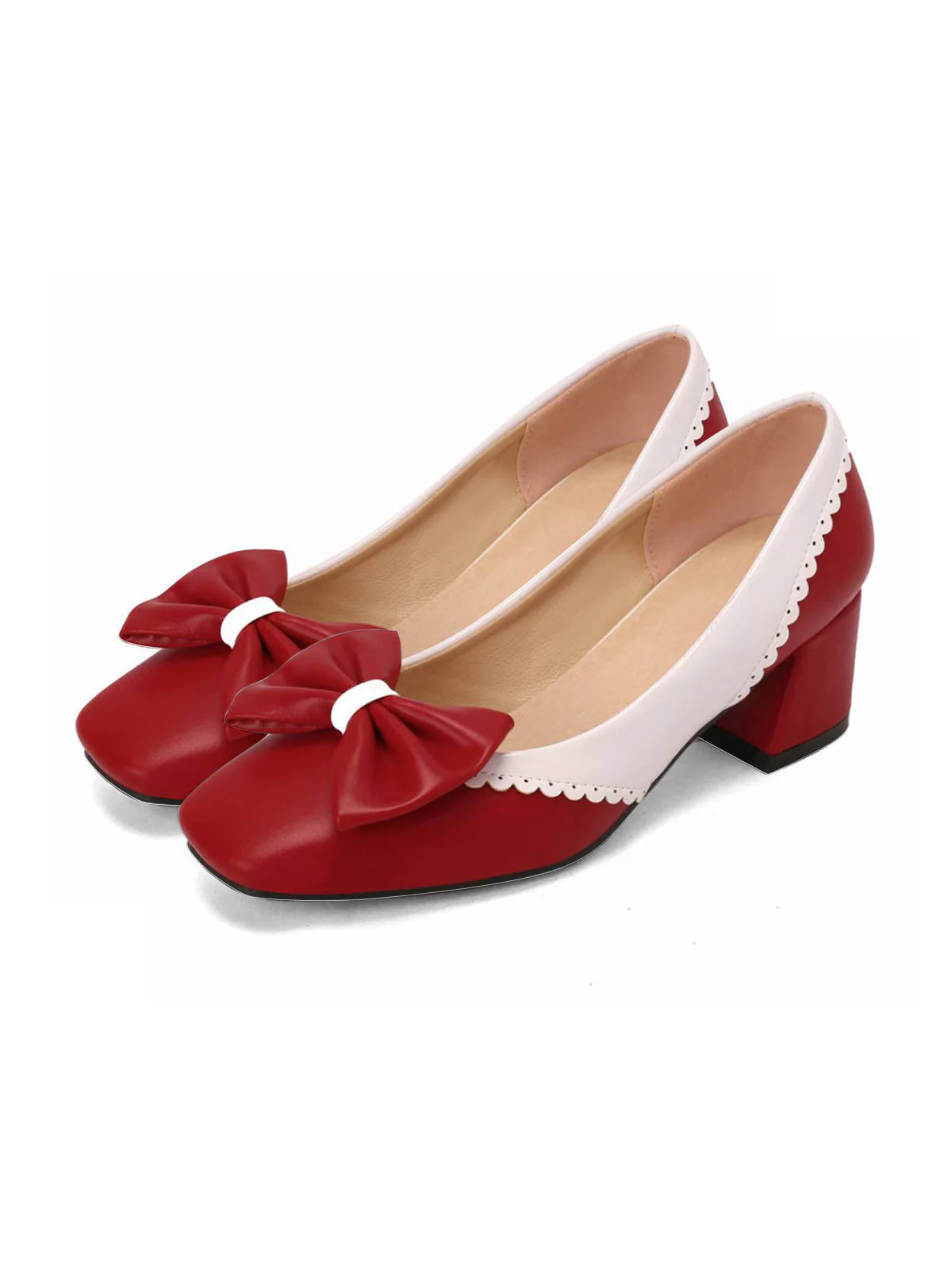 Elfenbein RETRO MARY JANE HIGH HEEL SCHUHE - Image 3