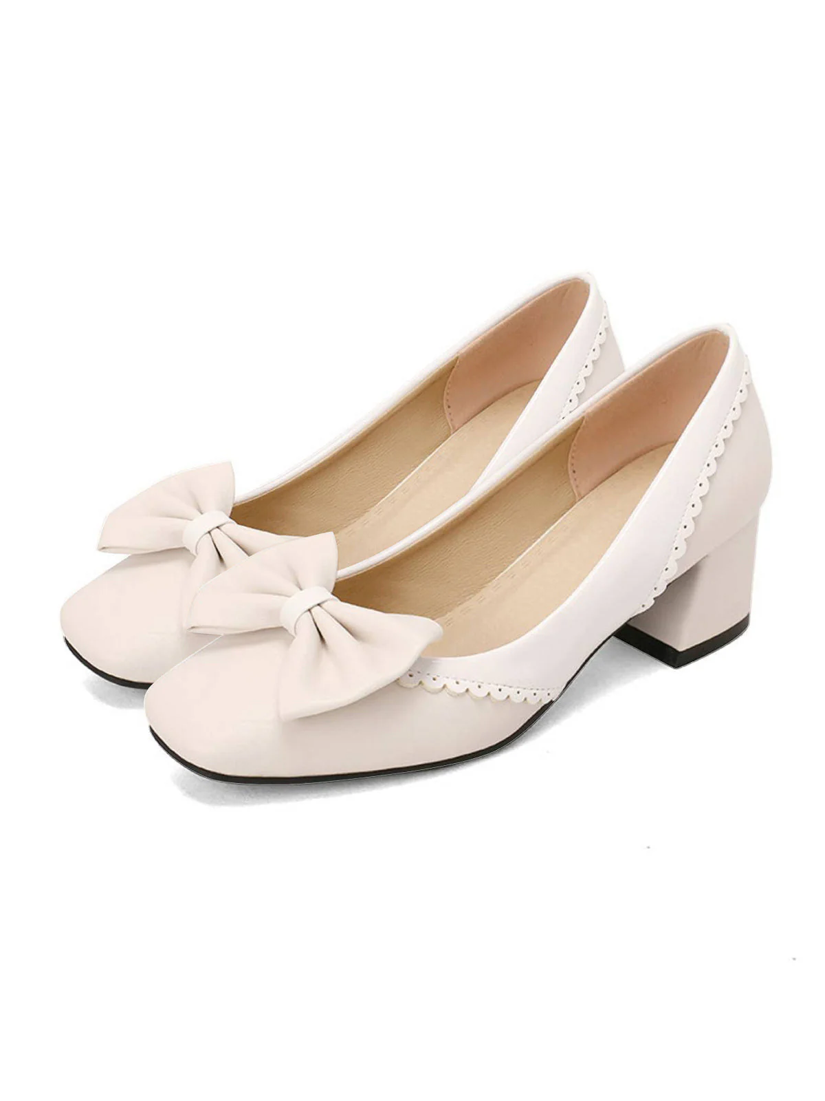 Elfenbein RETRO MARY JANE HIGH HEEL SCHUHE - Image 5