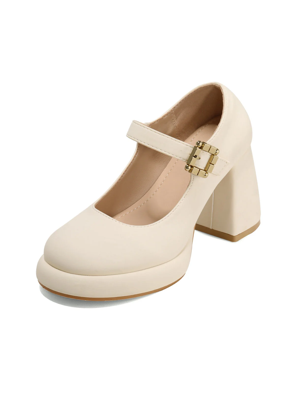 Retro Mary Jane Runde Spitze Hoher Absatz Schuhe - Image 3