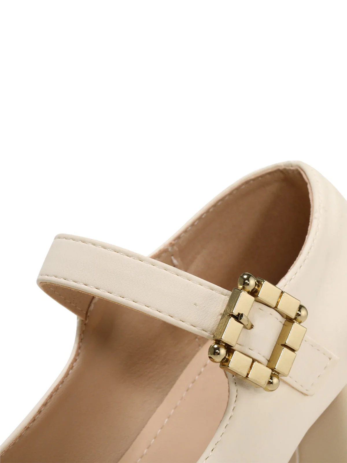 Retro Mary Jane Runde Spitze Hoher Absatz Schuhe - Image 4