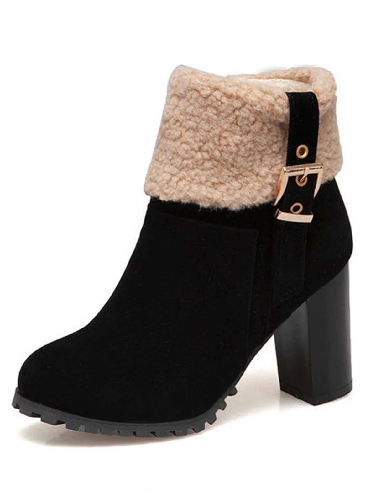 RETRO PLUS – KURZE STIEFEL AUS SAMT MIT DICKEM ABSATZ - Image 2