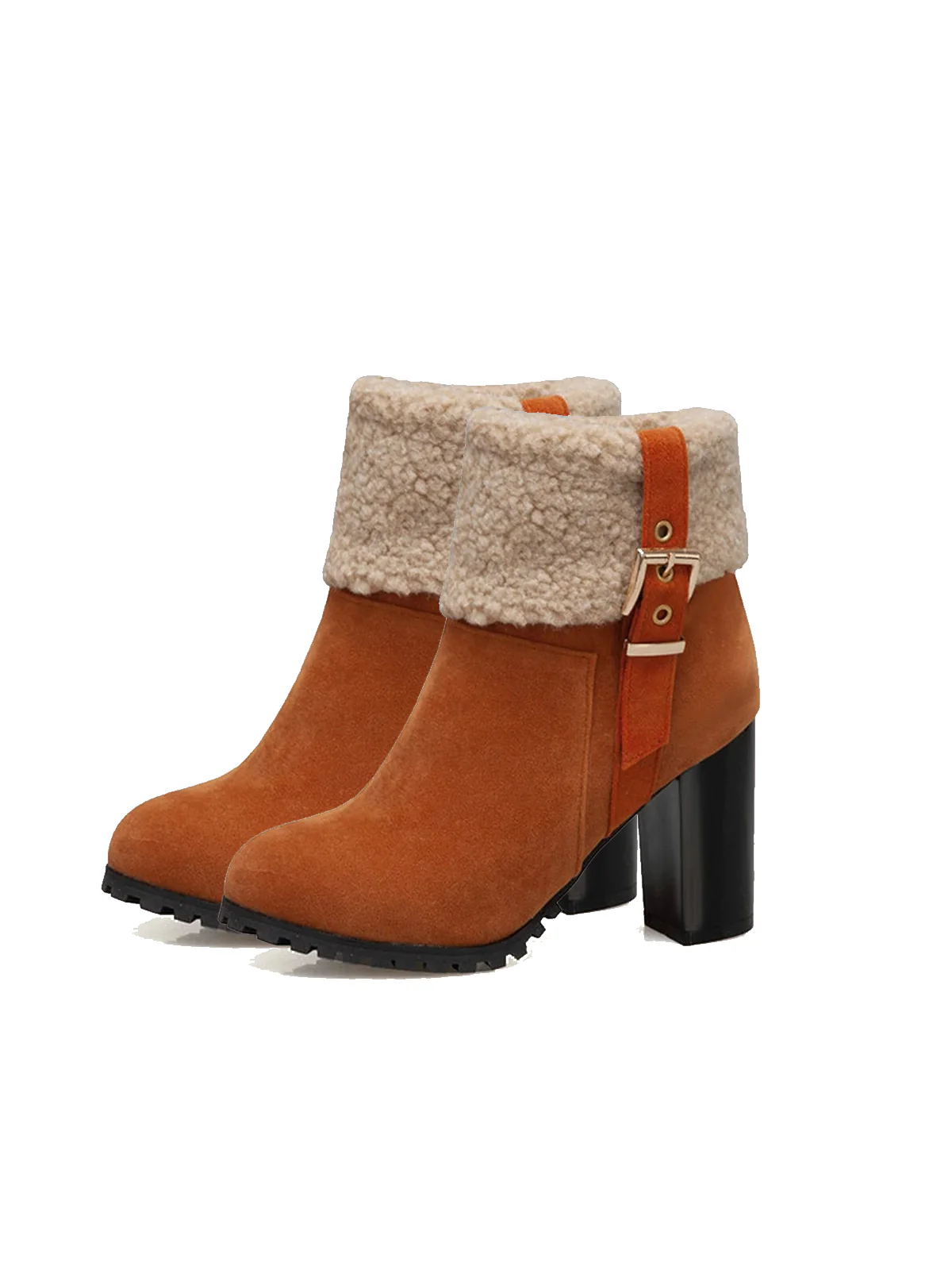 RETRO PLUS – KURZE STIEFEL AUS SAMT MIT DICKEM ABSATZ - Image 3