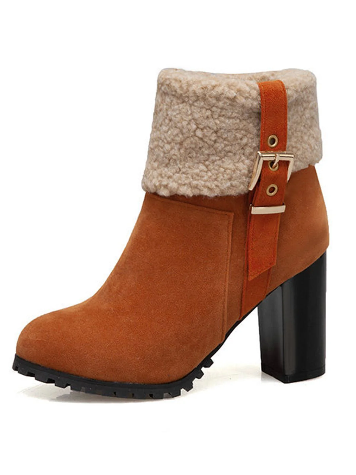 RETRO PLUS – KURZE STIEFEL AUS SAMT MIT DICKEM ABSATZ - Image 4