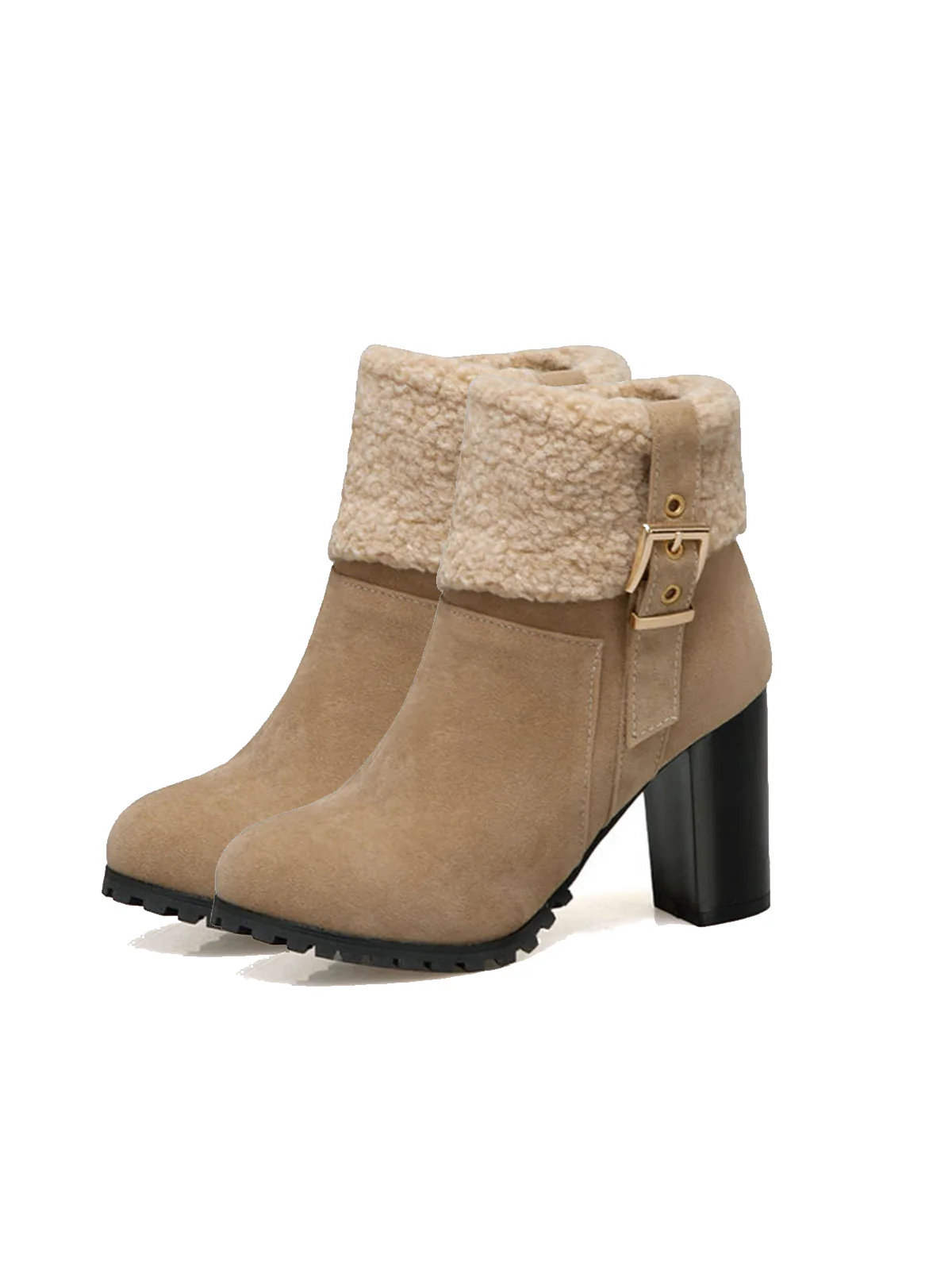 RETRO PLUS – KURZE STIEFEL AUS SAMT MIT DICKEM ABSATZ - Image 5