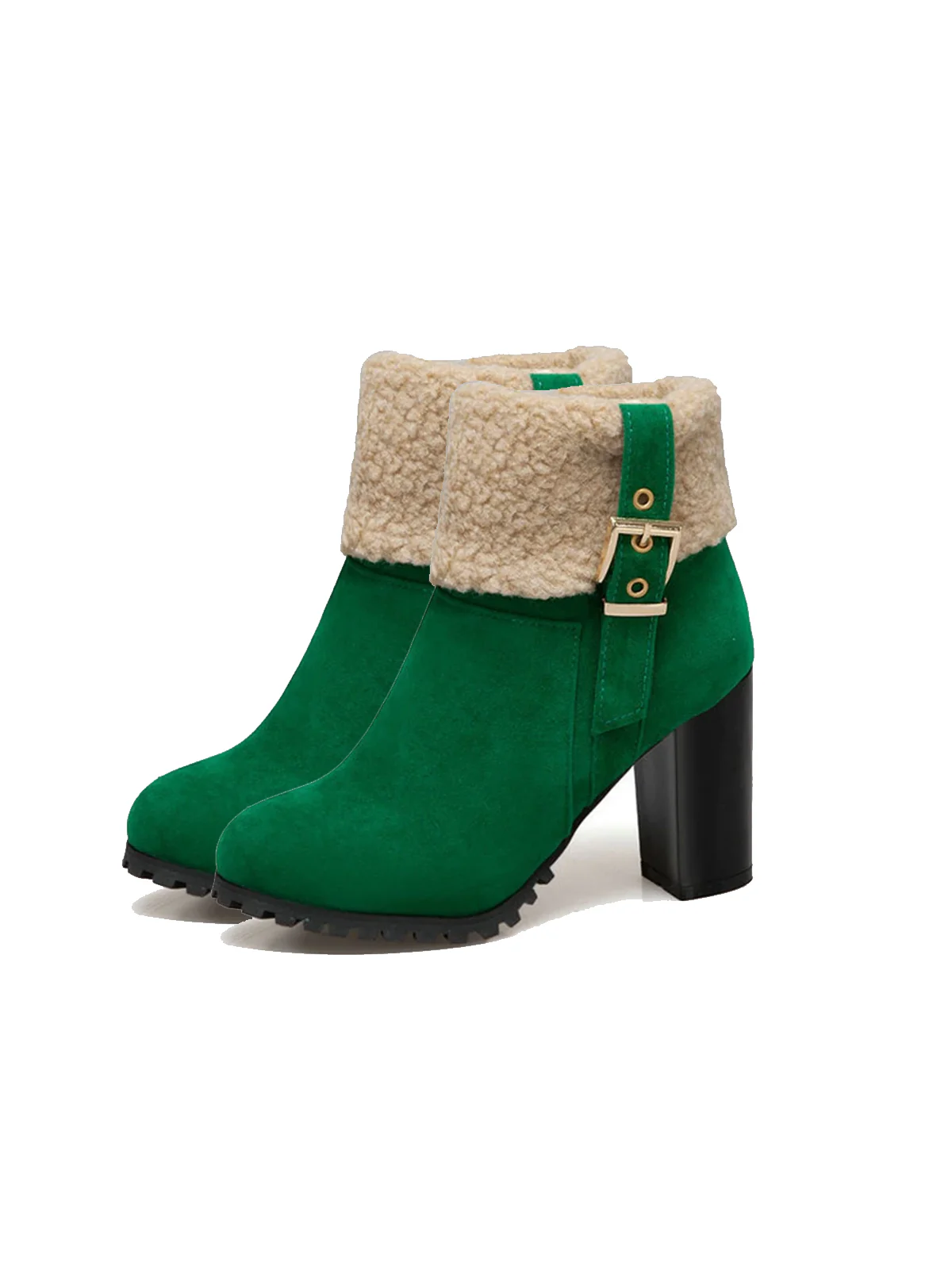 RETRO PLUS – KURZE STIEFEL AUS SAMT MIT DICKEM ABSATZ - Image 7