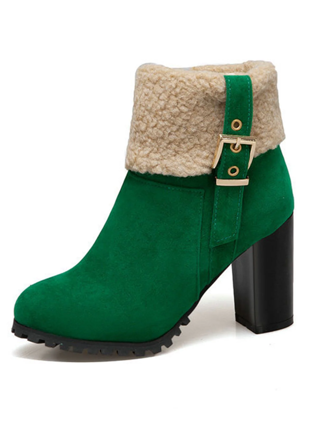 RETRO PLUS – KURZE STIEFEL AUS SAMT MIT DICKEM ABSATZ - Image 8