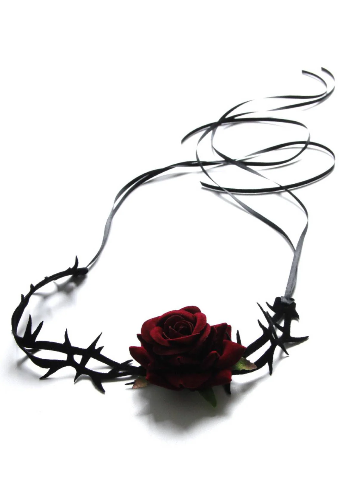 Retro Gothic Rose Flanell Blume Samt Halskette - Image 5