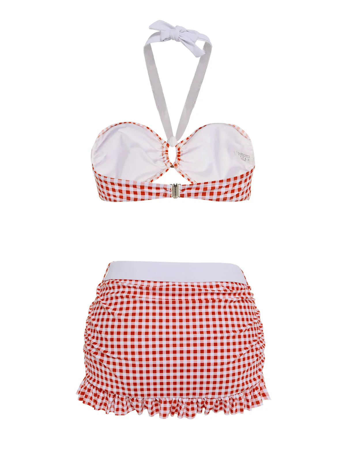 RETRO ROTES KARIERTES HALFTER BIKINI-SET - Image 9