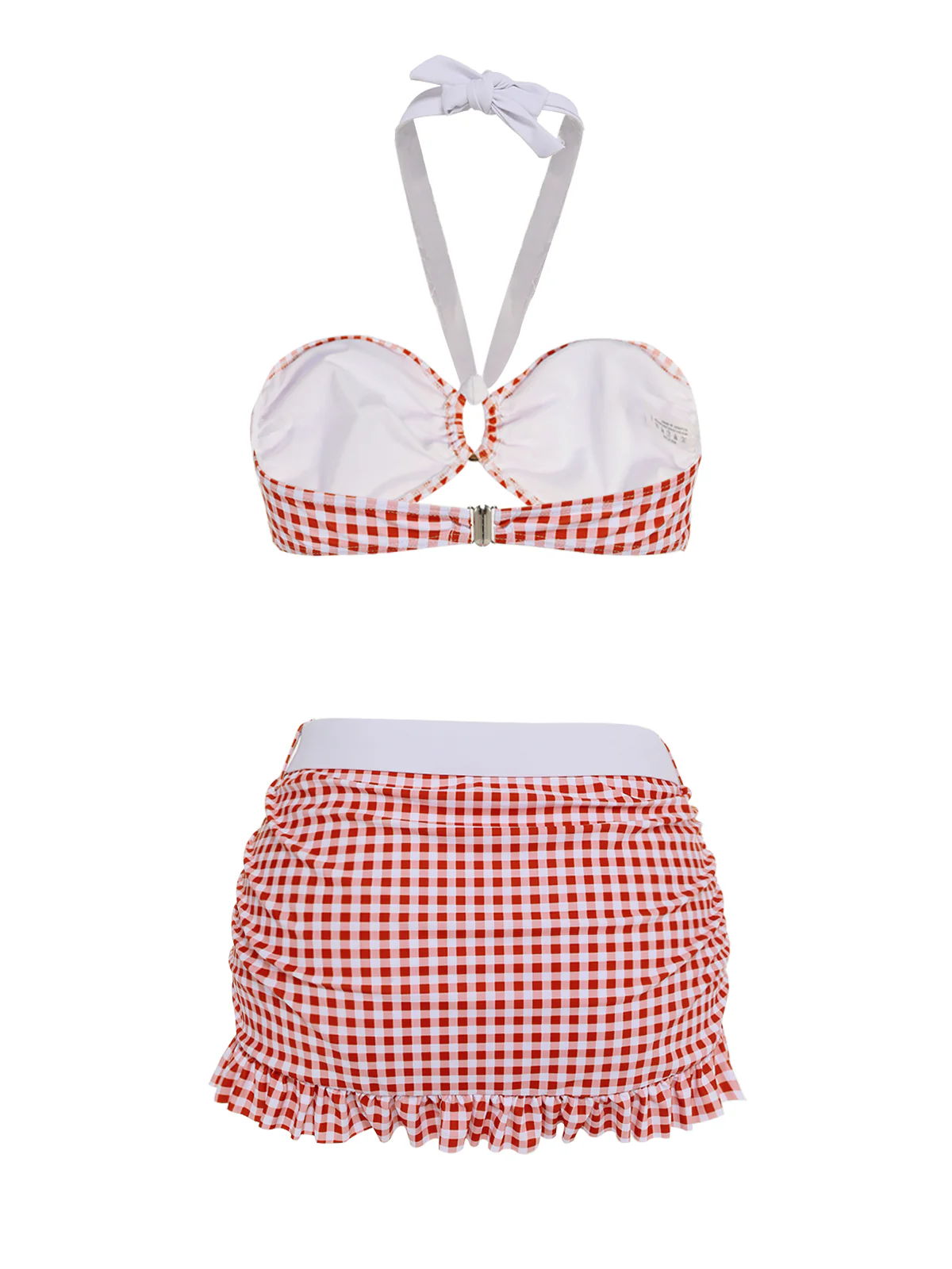 RETRO ROTES KARIERTES HALFTER BIKINI-SET - Image 6