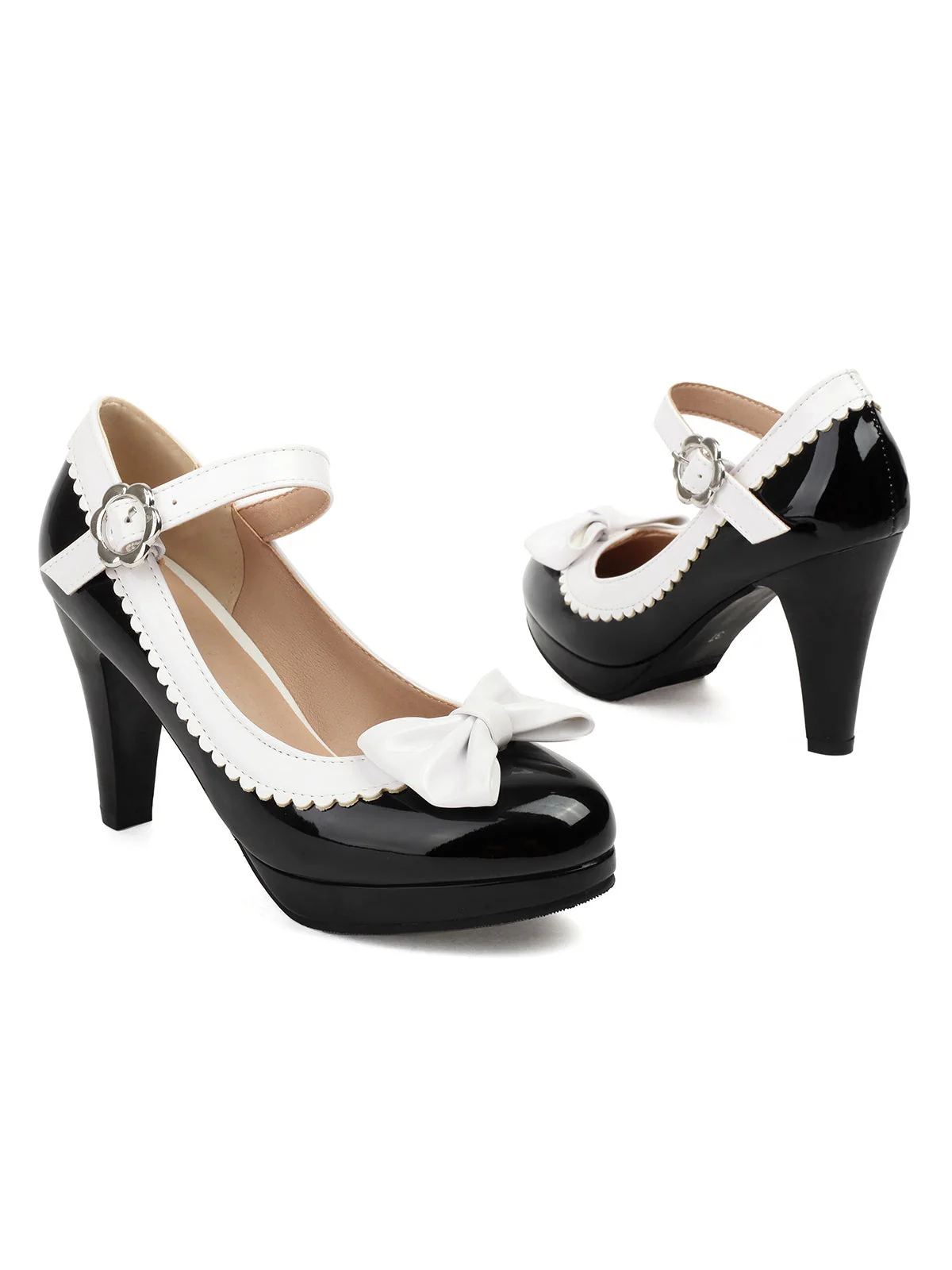 Retro Runder Zeh Bogen High Heels Schuhe - Image 12