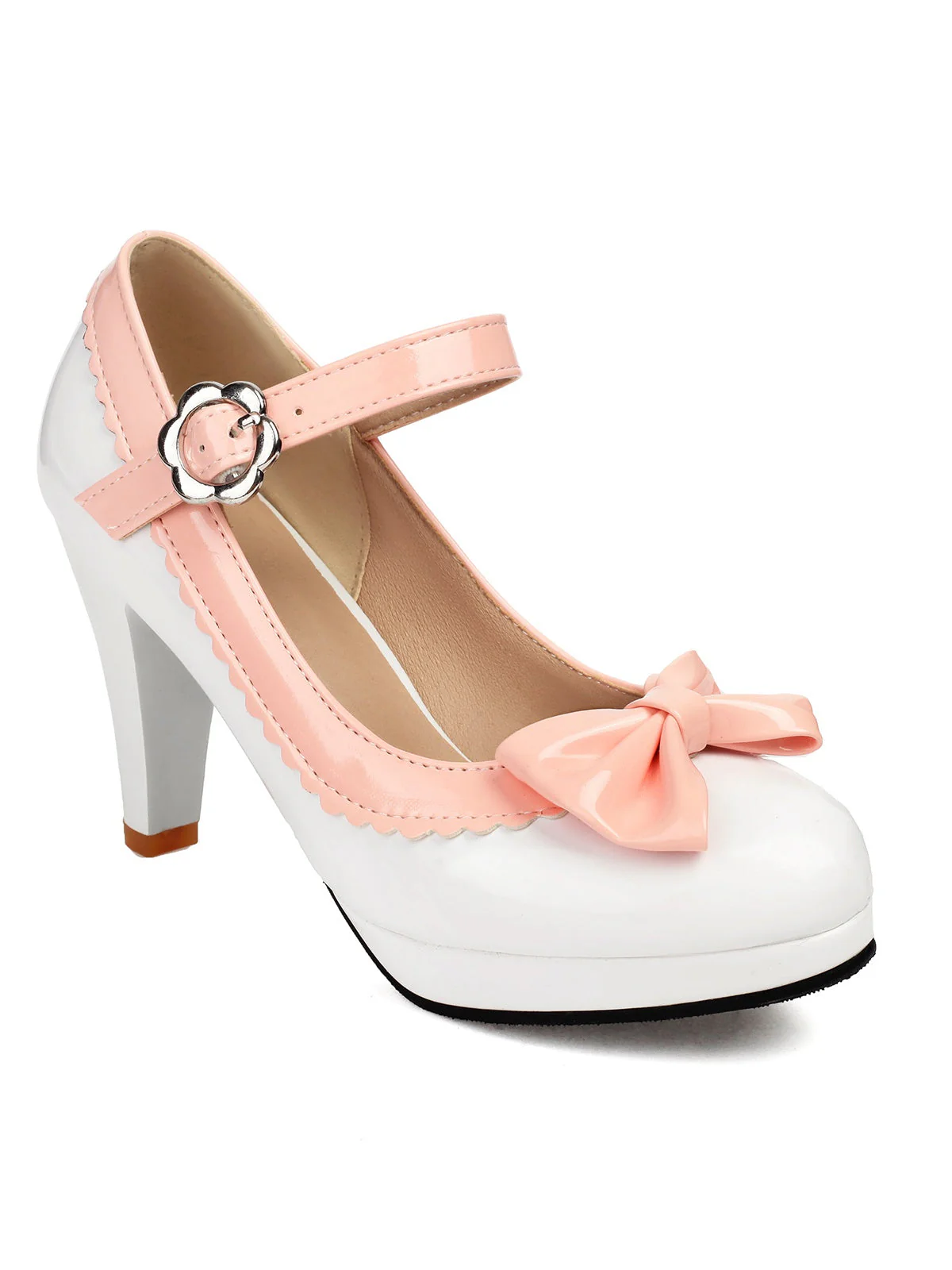 Retro Runder Zeh Bogen High Heels Schuhe - Image 13
