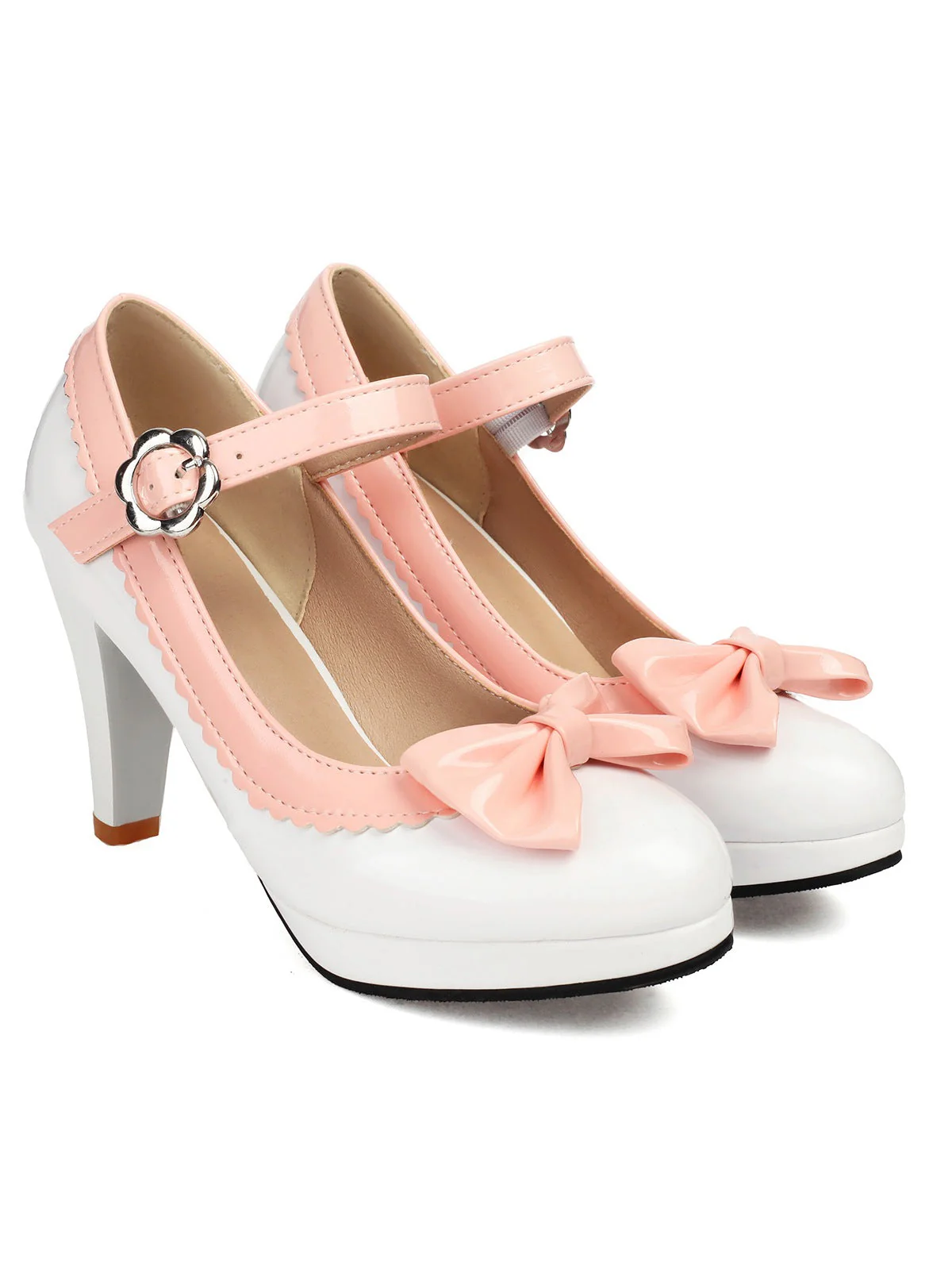 Retro Runder Zeh Bogen High Heels Schuhe - Image 14